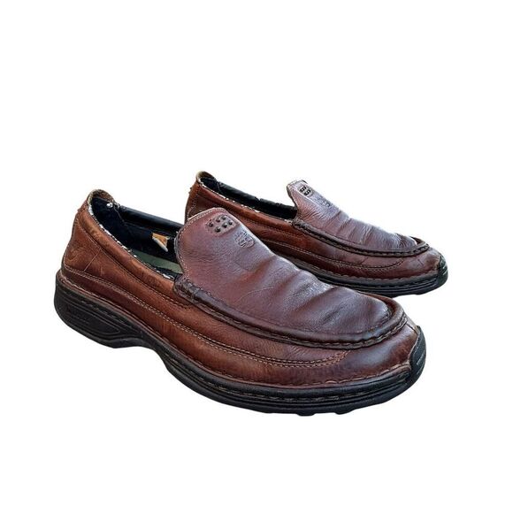 Timberland Brown Leather Slip-On Loafers Driving Shoes Men's Size 10 M - Picture 3 of 12